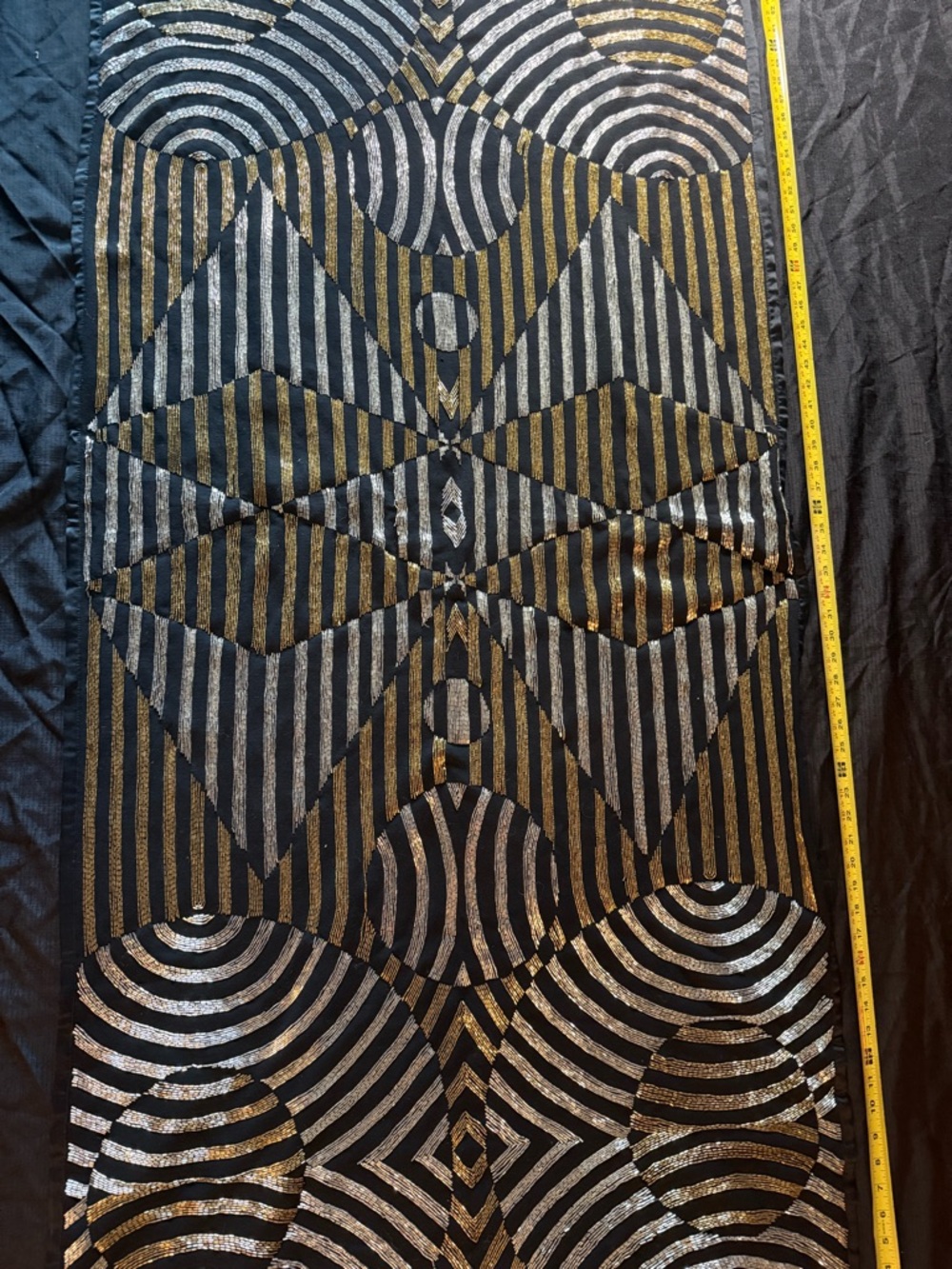 Black Metallic Geometric beaded shawl